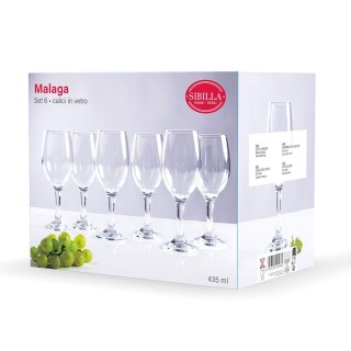 Galileo Σετ 6 ποτήρια κρασιού 435 ml από διαφανές γυαλί Malaga Sibi...