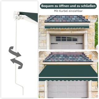 Costway Πτυσσόμενη Πράσινη Τέντα Μπάλκονι με Μανιβέλα 360 x 300 cm ... Costway Πτυσσόμενη Πράσινη Τέντα Μπάλκονι με Μανιβέλα 360 x 300 cm ...