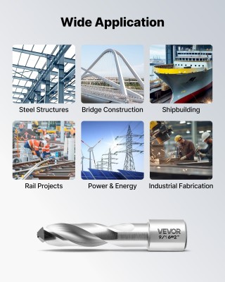 VEVOR Σετ Ποτηροτρύπανα Μαγνητικού Δραπάνου HSS 6 Τεμ. Weldon, Βάθο...