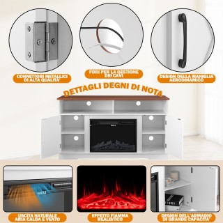 BAKAJI Έπιπλο TV με Ενσωματωμένο Τζάκι με Ρεαλιστικό Εφέ Φλόγας 138...