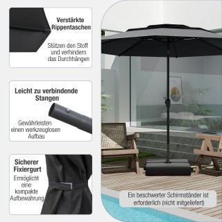 Costway Μαύρη αεριζόμενη ομπρέλα κήπου 3 επιπέδων 300 cm με κλίση μ...