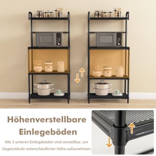 Costway Τετράριχνο Μεταλλικό Ράφι Κουζίνας με Ρυθμιζόμενα Ράφια για...