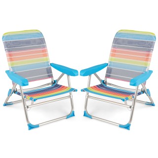 Costway Σετ 2 Πολύχρωμες Πτυσσόμενες Καρέκλες Παραλίας με Πενταθέσ... Costway Σετ 2 Πολύχρωμες Πτυσσόμενες Καρέκλες Παραλίας με Πενταθέσ...