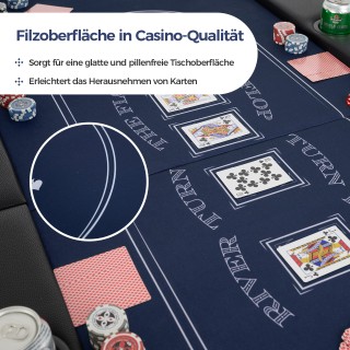 Costway  Πτυσσόμενο Τραπέζι Πόκερ για 8 Παίκτες με Θέσεις Ποτών & Μ...