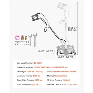 VEVOR Καθαριστής Επιφανειών Υψηλής Πίεσης με Τροχούς 20 - 4000 PSI ...