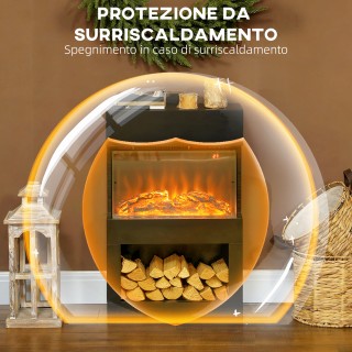 HOMCOM Ηλεκτρικό Τζάκι με Πολύχρωμο 3D Εφέ Φλόγας, 1000W/2000W με Ρ...