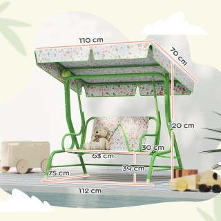 AIYAPLAY Παιδική Κούνια Εξωτερικού Χώρου με 2 Θέσεις, Ρυθμιζόμενο Σ...