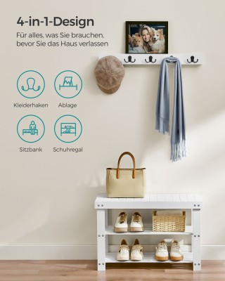 SONGMICS Ξύλινη Παπουτσοθήκη 70x28.7x45.3cm Λευκή LCR004W01 SONGMICS Ξύλινη Παπουτσοθήκη 70x28.7x45.3cm Λευκή LCR004W01