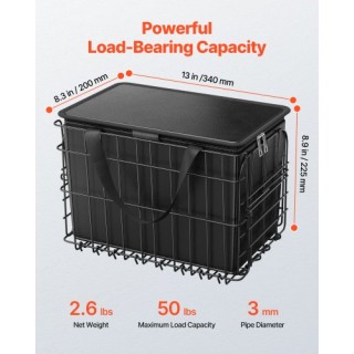 VEVOR Πίσω Πτυσσόμενο Καλάθι Ποδηλάτου με Αδιάβροχο Κάλυμμα CKHXJSS...