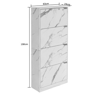 BAKAJI Ντουλάπα Παπουτσιών με 4 Πόρτες Διπλού Βάθους, Λευκό Μάρμαρο... BAKAJI Ντουλάπα Παπουτσιών με 4 Πόρτες Διπλού Βάθους, Λευκό Μάρμαρο...