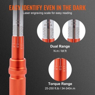 Ροπόκλειδο VEVOR 1/2, 20-250ft.lb/34-340n.m, Διπλής Κατεύθυνσης, Σε...