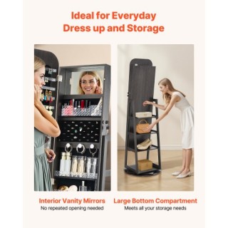 VEVOR Περιστρεφόμενη Κοσμηματοθήκη 360° με Καθρέφτη Πλήρους Μήκους ...