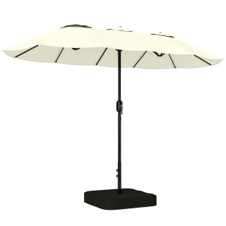 Outsunny Διπλή ομπρέλα κήπου 3 x 1,5 μ. με 12 ακτίνες, μανιβέλα, στ...