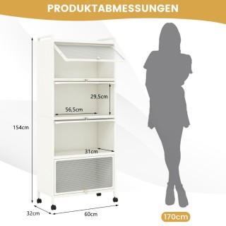 Costway Κινητή Ραφιέρα Κουζίνας με Ρόδες και Πτυσσόμενες Πόρτες για...