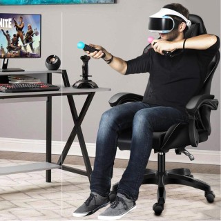 BAKAJI Μαύρη Καρέκλα Gaming με Μαξιλάρι Στήριξης Κεφαλής και Οσφυϊ... BAKAJI Μαύρη Καρέκλα Gaming με Μαξιλάρι Στήριξης Κεφαλής και Οσφυϊ...