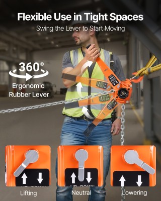 VEVOR Ανυψωτικό Χειροκίνητο Βαρούλκο Αλυσίδας 3T 3000KG, 6M G80 Ατσ...