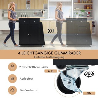 Costway Κουζίνα με Ρόδες και Ξύλινη Επιφάνεια Εργασίας HW65692BK Costway Κουζίνα με Ρόδες και Ξύλινη Επιφάνεια Εργασίας HW65692BK