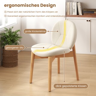 Costway  Σετ 2 Ξύλινα Καρέκλες Τραπεζαρίας με Επένδυση και Πόδια απ...