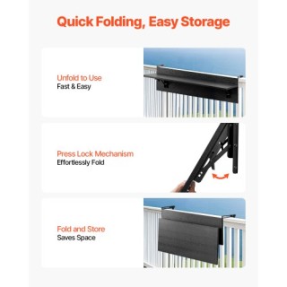 VEVOR Πτυσσόμενο Τραπέζι Μπαλκονιού 12 x 32 ιντσών FXGZMZ12INCH6ROCDV0