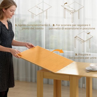 HOMCOM Επεκτάσιμο Τραπέζι Φαγητού για 4-6 Άτομα από Ξύλο και Ατσάλι...