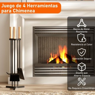 Costway Σετ 4 τεμαχίων τζακιού από ανθεκτικό μέταλλο με σκαλιστήρι,... Costway Σετ 4 τεμαχίων τζακιού από ανθεκτικό μέταλλο με σκαλιστήρι,...