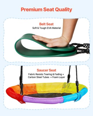 VEVOR Κούνια Κήπου για Παιδιά με Μεταλλικό Σκελετό A-Frame, Στρογγυ...