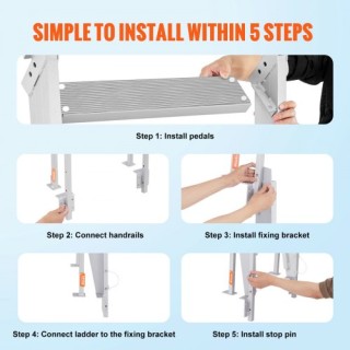 VEVOR Σκάλα Προβλήτας Αλουμινίου Αναδιπλούμενη 4 Σκαλοπατιών MTXTSF...