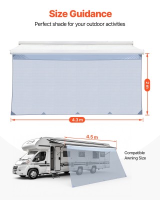 VEVOR Διχτυωτή Οθόνη Σκίασης για Τέντα RV 2 x 4.3 μ από Πολυεστέρα ...