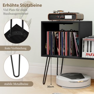 Costway Μαύρο τραπεζάκι με σταθμό φόρτισης για πικάπ και διαχωριστι...