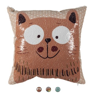 Galileo Διακοσμητικό μαξιλάρι 40x40 εκ με παγιέτες και σχέδιο γάτας...