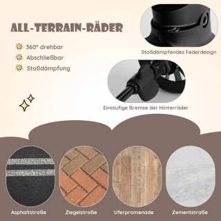 Costway  Πτυσσόμενο Διπλό Καροτσάκι για Μωρά με Ρυθμιζόμενες Θέσεις...