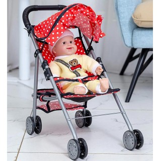 BAKAJI  Παιδικό Καροτσάκι Κούκλας Μεταλλικό Παιχνίδι Παιδιών Αναδιπ...