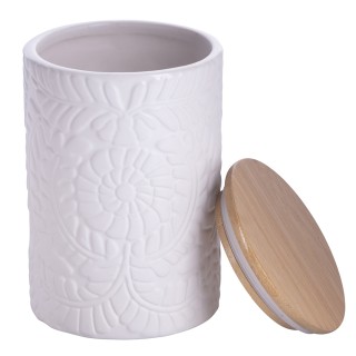 Villa DEste  Βαζάκι 750 ml από κεραμικό υλικό με λευκό μπαμπού καπά...