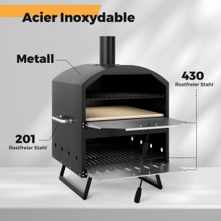 Costway Εξωτερικός 40 εκ. Ξυλόφουρνος Πίτσας με Πέτρα και Σχάρα - Μ... Costway Εξωτερικός 40 εκ. Ξυλόφουρνος Πίτσας με Πέτρα και Σχάρα - Μ...