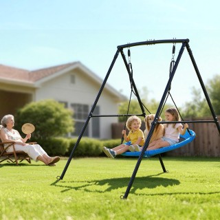 VEVOR Παιδική Κούνια Κήπου με Μεταλλικό Πλαίσιο A-Frame, Κάθισμα 15...