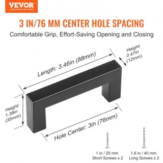 VEVOR 30τμχ Λαβές Ντουλαπιών 76mm Μαύρο Ματ  CJLSBXGPS30PMEPXWV0