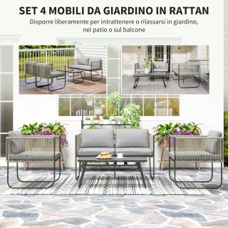 Outsunny Σετ Κήπου Rattan με Διθέσιο Καναπέ, 2 Πολυθρόνες και Τραπέ... Outsunny Σετ Κήπου Rattan με Διθέσιο Καναπέ, 2 Πολυθρόνες και Τραπέ...