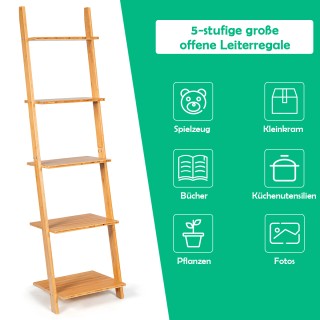 Costway Ιδανική Λύση Αποθήκευσης Σκάλας από Μπαμπού 43 x 35 x 165 c...