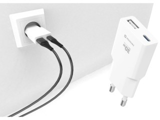 SWISSTEN Λεπτός Τροφοδοτικός Αντάπτορας GaN USB-C + USB-A 30 W, Λευ...
