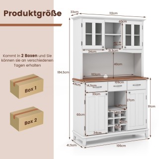 Ντουλάπα Κουζίνας με 3 Συρτάρια & Ράφι Κρασιών & Ανοιχτά Ράφια & Πά...