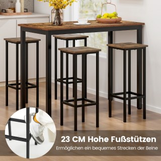 Costway Σετ 4 Vintage Σκαμπό Μπαρ με Υποπόδιο, Ύψος Καθίσματος 72cm...