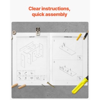 VEVOR Λευκή Επιτραπέζια Ραφιέρα 2 Επιπέδων 94.5 x 24.1 x 73.4 cm γι...