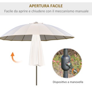 Outsunny Ανακλινόμενη Ομπρέλα Κήπου με μανιβέλα 255cm Κρεμ Λευκή 84...