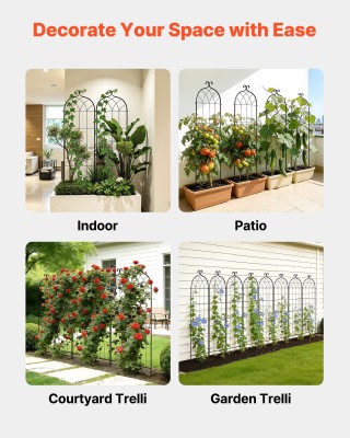 VEVOR Σετ 6 Διώροφα Ροζ Αψίδες Κήπου 180x52,5 εκ. με Επίστρωση Σκόν...