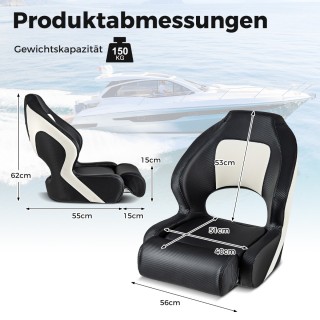 Costway Άνετο Κάθισμα Καπετάνιου για Σκάφη με Αναδιπλούμενη Υποστήρ...