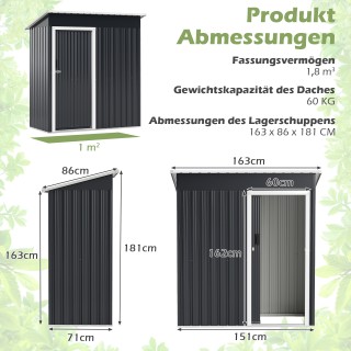 Costway Μεταλλική Αποθήκη Κήπου 163 x 86 cm - Αδιάβροχο Σπιτάκι με ... Costway Μεταλλική Αποθήκη Κήπου 163 x 86 cm - Αδιάβροχο Σπιτάκι με ...