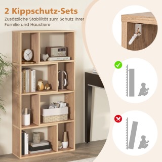 Costway Ράφι βιβλιοθήκης με 4 επίπεδα και 8 θέσεις, 60 x 20 x 120 c...