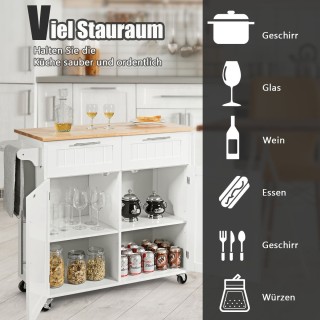 Costway Πολυλειτουργικό Καρότσι Κουζίνας από Καουτσούκ και Πεύκο HW... Costway Πολυλειτουργικό Καρότσι Κουζίνας από Καουτσούκ και Πεύκο HW...