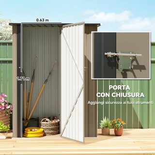 Outsunny Μεταλλική Αποθήκη Εργαλείων με Κεκλιμένη Οροφή και Κλειδωμ...