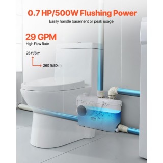 VEVOR Αντλία Μακερατέρ 500W για Τουαλέτα και Νιπτήρα Υπογείου MTJZB...
